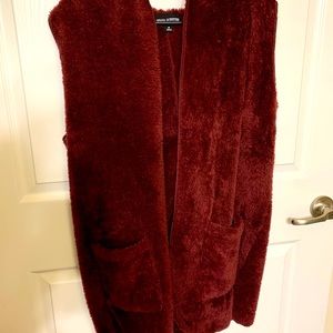 Dark red furry vest